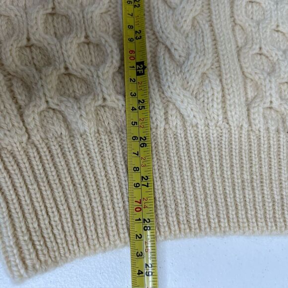 Vintage Highland Home 100% Wool Cream Cable Knit Fisherman Sweater Unisex Medium - Picture 11 of 13